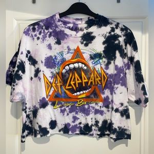 Def Leppard Love Bites Tie Dye Graphic Crop Top